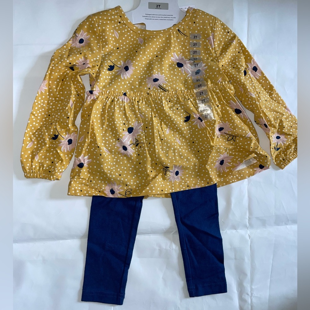 Carter's Girls Baby & Toddler 2-Piece Long Sleeve Top & Legging Outfit Set